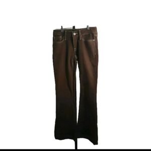 Aeropostale Brown Low Rise Flare Jeans Womens 00R Y2K Bootcut Boho Hippy Western